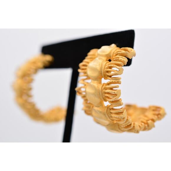 Givenchy Vintage Dangle Earrings Brushed Gold Rope Tassel Chunky Signed 80s Bin7 - Picture 2 of 12